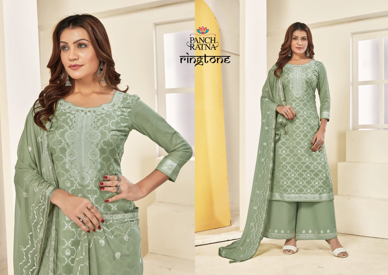 Panch Ratn Ringtone Pure Muslin Silk Wholesale Fancy Salwar Suit Catalog — Wholesale Salwar Suits, MPA wholesale from Surat - Gallery Image 4